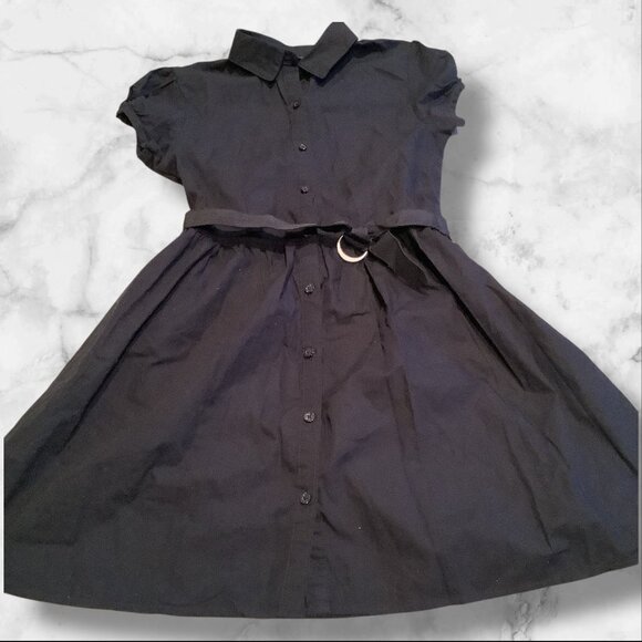 Nautica Girls School Uniform Blue Button Down Shirt Dress M 8.5/10.5 Plus With B - Picture 1 of 13